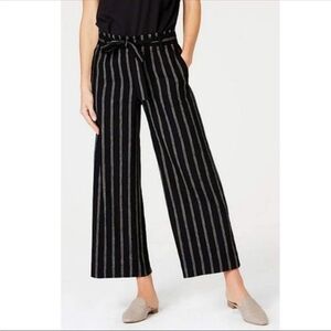 J. Jill Emilie Striped Linen Stretch Paperbag Tie Waist Wide Leg Pants M Petite